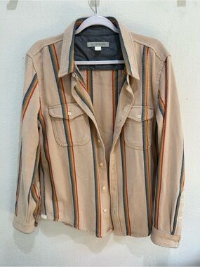 Outerknown Beige Shirt Jacket with Multicolor Stripes